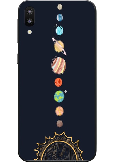 Samsung Galaxy M20 Uyumlu Gezegenler Baskılı Silikon Kılıf Renkli