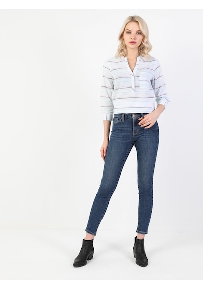 Colin's 759 Lara Orta Bel Dar Paça Super Slim Fit Mavi Kadın Jean Pantolon CL1048741_Q1.V1_DN04471 Mavi