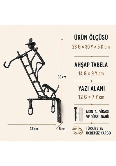 Kişiselleştirilebilir Tabelalı Fener Askısı ve Çiçek Askılığı WH016