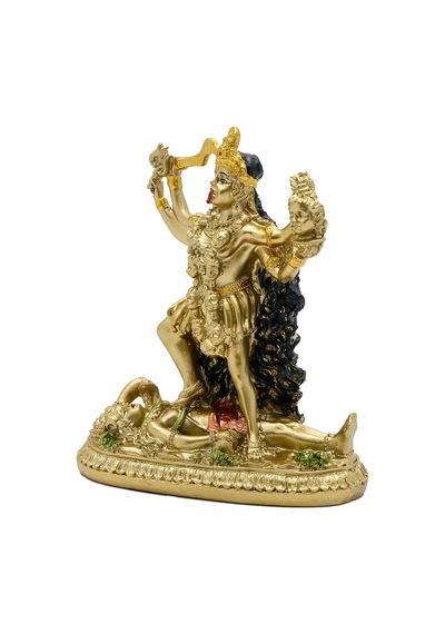 Hindu Tanrıça Kali Heykeli - Hint Tanrısı Dekoratif Antika İdol - Hindistan Zaman Ve Ölüm Tanrıçası Heykelcik Murti Pooja Puja Buda Tapınağı Mandir Dekoru