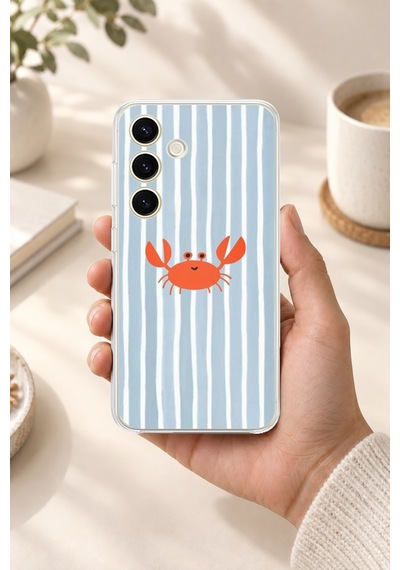 Samsung Galaxy S24 - S25 Uyumlu Deniz Temalı Yengeç Baskılı Silikon Kılıf