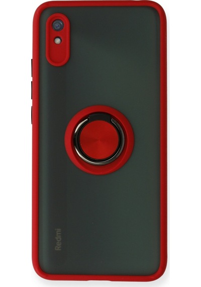 Xiaomi Redmi 9a Uyumlu Kılıf Montreal Yüzüklü Silikon Kapak - Kırmızı
