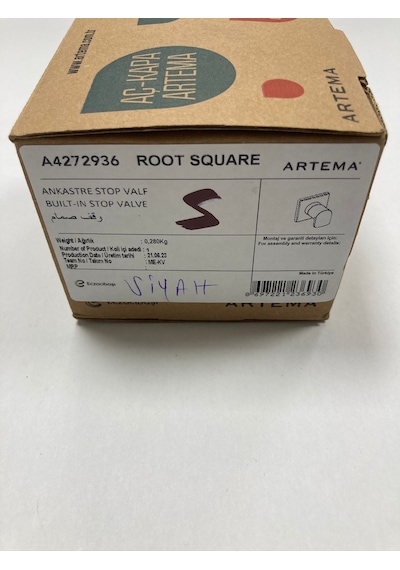 VitrA Loop R 7400680 Siyah Kumanda Paneli & Ankastre Stop Valf Siyah