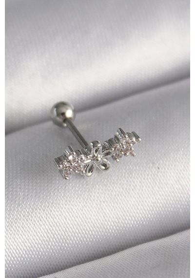316l Çelik Gümüş Renk Zirkon Taşlı Çiçek Tragus Piercing Tj- Tdrtr 35884113