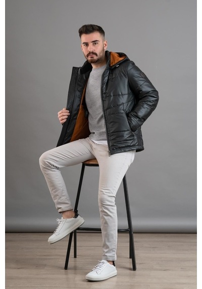 Kapşonlu Regular Fit Erkek Şişme Mont
