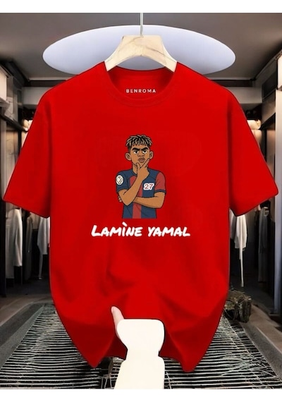 Lamine Yamal Baskılı Tişört Kirmizi