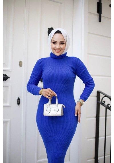 Hira Life Fashion Kadın Elbise Tesettür Giyim Balıkçı Yaka Ve Dar Kesim Triko Kalem Elbise Saks Mavi Saks Mavi Hira Life Fashion Kadın Elbise Tesettür Giyim Balıkçı Yaka Ve Dar Kesim Triko Kalem Elbise Saks Mavi Saks Mavi