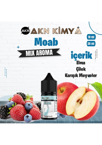 Akn Kimya Moab Mix Aroma Yabanmersini Elma Çilek Gıda Aroması 10 Ml