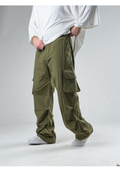 Cocopelli Tasarım Kargo Cepli Paraşüt Kumaş Yeşil Baggy Pantolon Coc3081