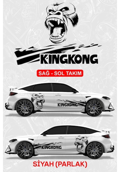 Kıng Kong Sticker - Yan Gövde Kaplama Seti Siyah Parlak - 864812146