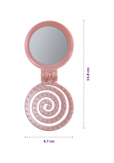 Beauty Makaron Metalik Saç Fırçası - 3d Esnek, Aynalı, Çanta Boy - Compact Detangler Rose Gold