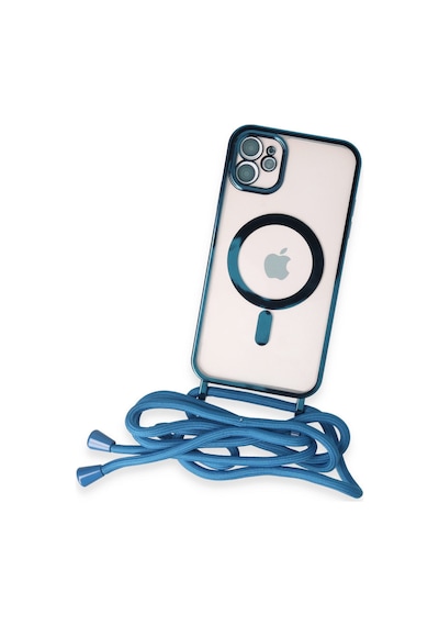Apple iPhone Uyumlu  11 Uyumlu Kılıf Divo Lazer Askılı Magsafe Kapak - Sierra Blue