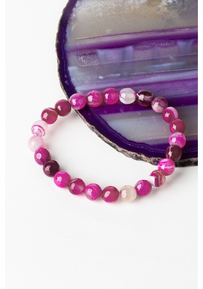 Zümrüt Doğal Taş Madagaskar Akik Pembe Faset Kesim 8 mm Bileklik Çok Renkli
