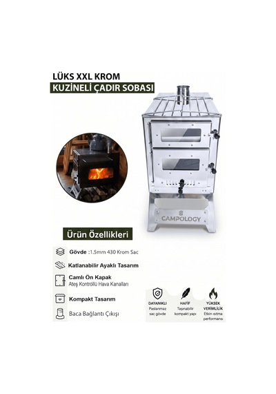 Campology Lüks Xxl Kuzineli Krom Soba Gri