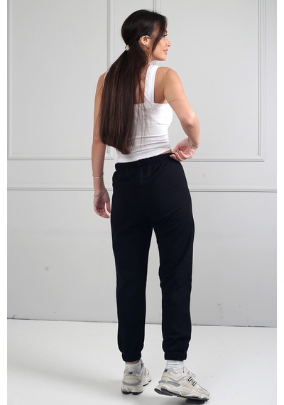 By Saygı Kadın Jogger Beli Lastikli Pantolon Siyah