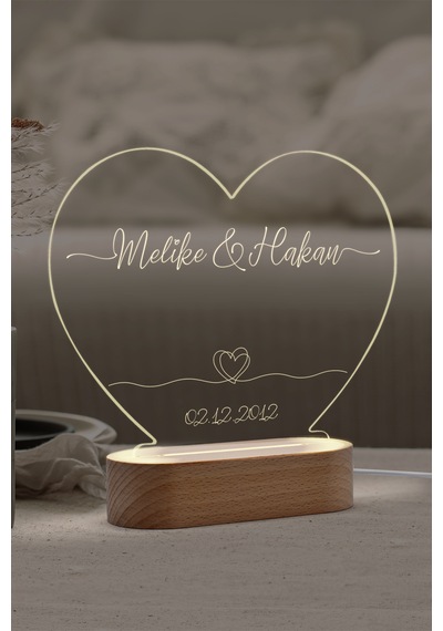 Çiftler İçin Çift Kalp Sembollü Led Gece Lambası Masif Ahşap Tabanlı Usb Kablolu Pleksi Led Gece Lambası Çiftler İçin Çift Kalp Sembollü Led Gece Lambası Masif Ahşap Tabanlı Usb Kablolu Pleksi Led Gece Lambası