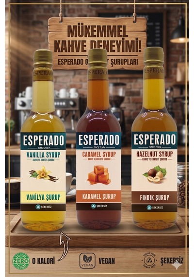 Şekersiz Sugar Free Vanilya Karamel Fındık Aromalı Kahve Şurubu 750 Mlx3 Adet Diğer