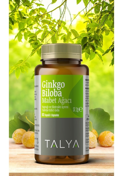 Talya Ginkgo Biloba Mabet Ağacı Yaprağı ve Ekstraktı İçeren Takviye Edici Gıda 60 Kapsül