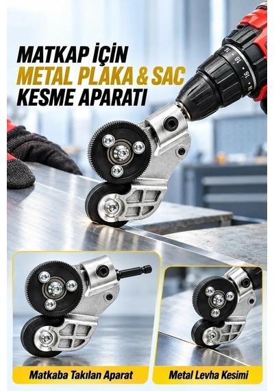 Matkap Ucuna Takılabilen Metal Sac Kesme Aparatı Şarjlı Ve Elektrikli Matkap Uyumlu Pratik Kesim Aleti Lisinya