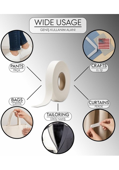 Paça Telası - Çift Taraflı Yapışkan Tela - Şerit Tela - Amerikan Tela - Dikiş Nakış Telası Bey