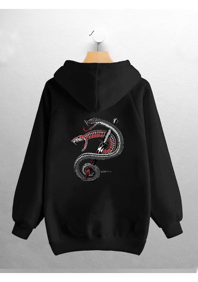 Macklin Unisex Kadın Erkek Yılanlı Bıçak Baskılı Sweatshirt Siyah Mck0917 Siyah
