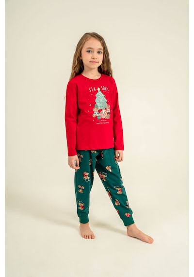 Rolypoly Anne Kız Wish You All The Best Kırmızı Uzun Kol Pijama Takım Rp3918-a-v1 Rp3918-a-v1