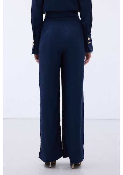Sateen Jakarlı Pantolon - Lacivert-136611 Lacivert