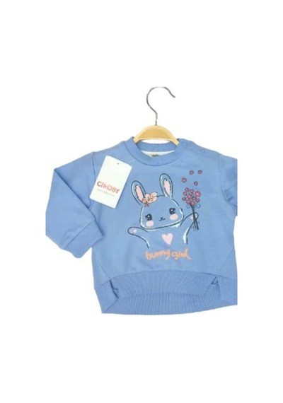 Çikoby Kız Çocuk Yüzde Yüz Pamuklu Tavşan Baskılı Sweatshirt-13569 Lila