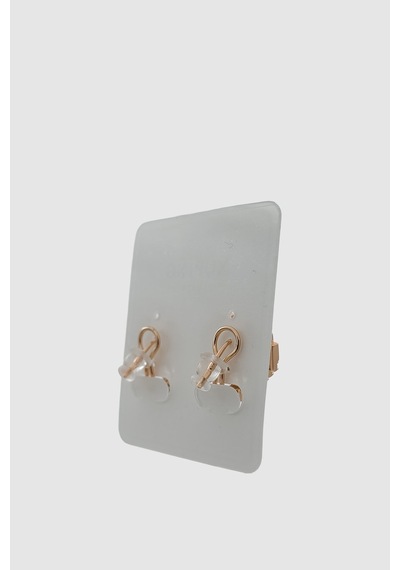 İnci Ve Zirkon Taşlı Kalp Formlu Rose Gold Bijuteri Küpe