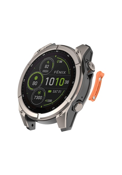 Caseonn Garmin Fenix 8 Pro 47 Mm, Amoled Montaj Setli Yan Kasa Koruyucu Metal Bumper Turuncu