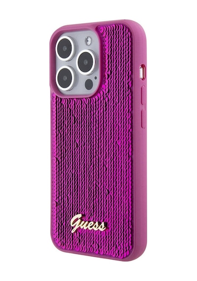 Apple Uyumlu iPhone 15 Pro Max Kılıf Guess Lisans Pullu Arka Yüzey Metal Yazı Logolu Sequin Script