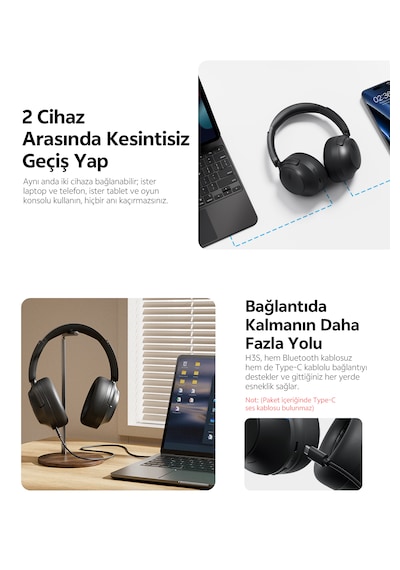 Qcy H3S Bluetooth 6.0 Kulak Üstü Kulaklık