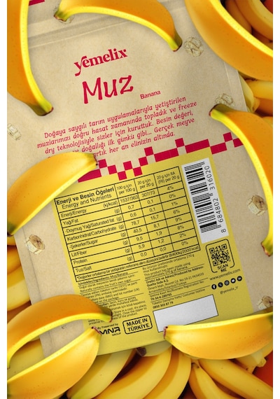 Freeze Dried Muz Kuru Meyve Cipsi - Dondurularak Kurutulmuş Muz 20g 20 G