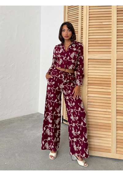 Verymoda Süzüne Nakışlı Pantolon F1927 Bordo