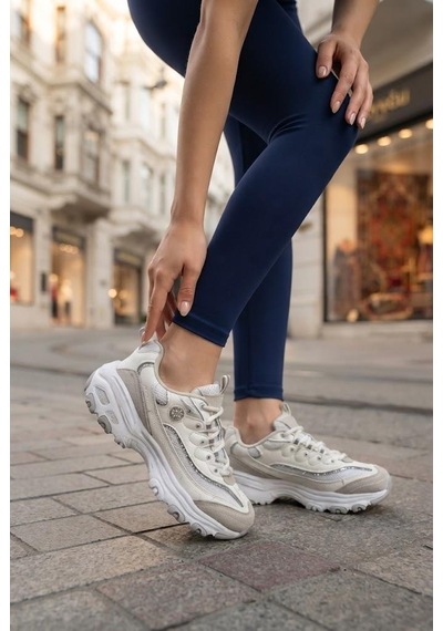 Fort 07387 Rahat Kalın Taban Sneaker Kadın Ayakkabı Beyaz