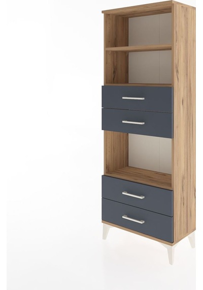 Arges Dolap 3 Raflı 4 Çekmeceli 60x30x163 Çam-antrasit Atlas Çam