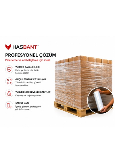Has Bant Palet Streç Film Şeffaf 50 Cm X 200 M 23 Mikron 2,5 Kg 6 Adet