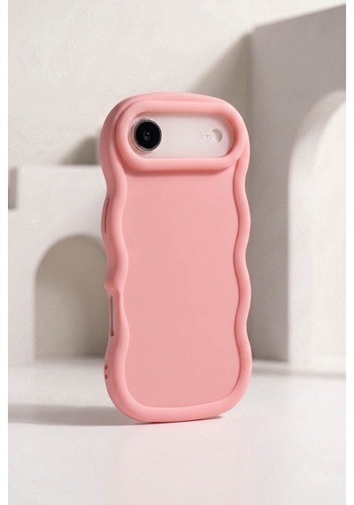 Apple iPhone 17 Air Uyumlu Dalgalı Tasarım Kamera Korumalı Mat Silikon Telefon Kılıfı-54152 Pembe