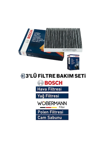 Wöbermann+Bosch  Citroen C-elysee 1.6 Hdi Filtre Bakım Seti 2013-2020 Euro5 3k