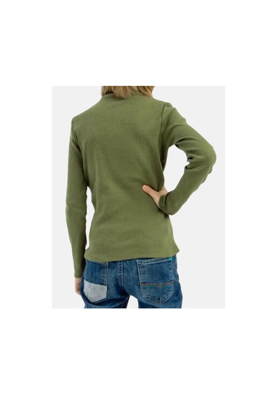 Alya Underwear Balıkçı Yaka Pamuklu Fitilli Kumaş Çocuk Kaşkorse Unisex Body Asker Yeşili