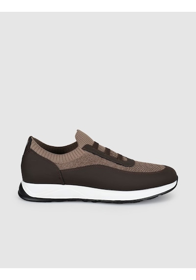 Cabani Bej Örgü Dokulu Konfor Sneaker Siyah - Neon Yeşil