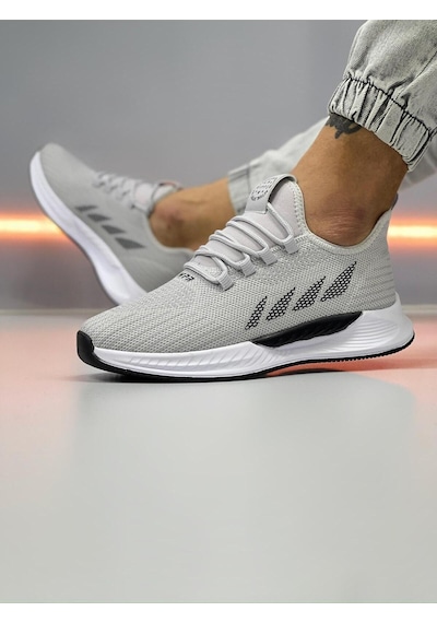 Wipper Ultra Hafif Triko Sneaker - Nefes Alan Ortopedik Poli Taban Unisex Yazlık Spor Ayakkabı Gri