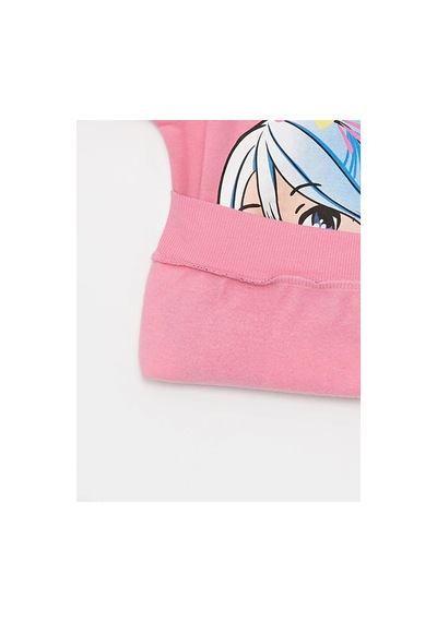 LC Waikiki Lcw Kids Bisiklet Yaka Baskılı Uzun Kollu Kız Çocuk Sweatshirt Pembe