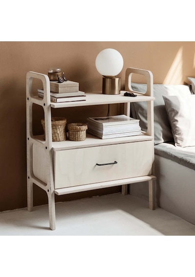 Woodesk Boulder, Ahşap Çekmeceli Kitaplık, 90x75, Beyaz Renk