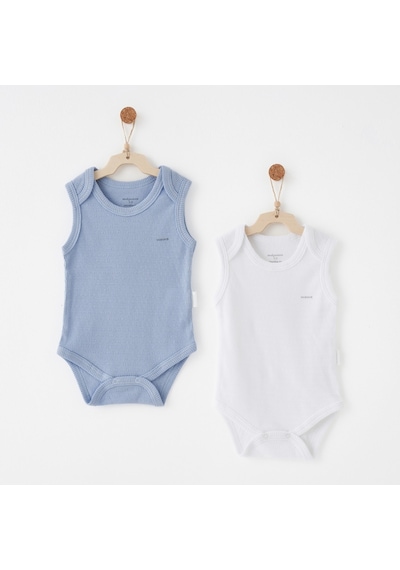 Andywawa 2'li Bebek Body Ac26762 Mavi-beyaz