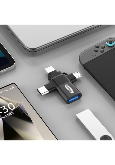 Go Des Gd-ct196 4in1 Type-c+lightning+micro+usb3.0 Otg Dönüştürücü Adaptör Siyah