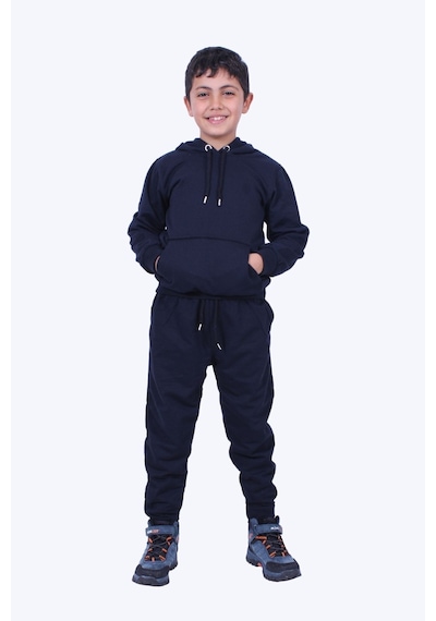 Fyk Kids Erkek Çocuk 3lü Kapüşonlu Kanguru Cepli Baskı Detaylı Eşofman Takımı Çok Renkli