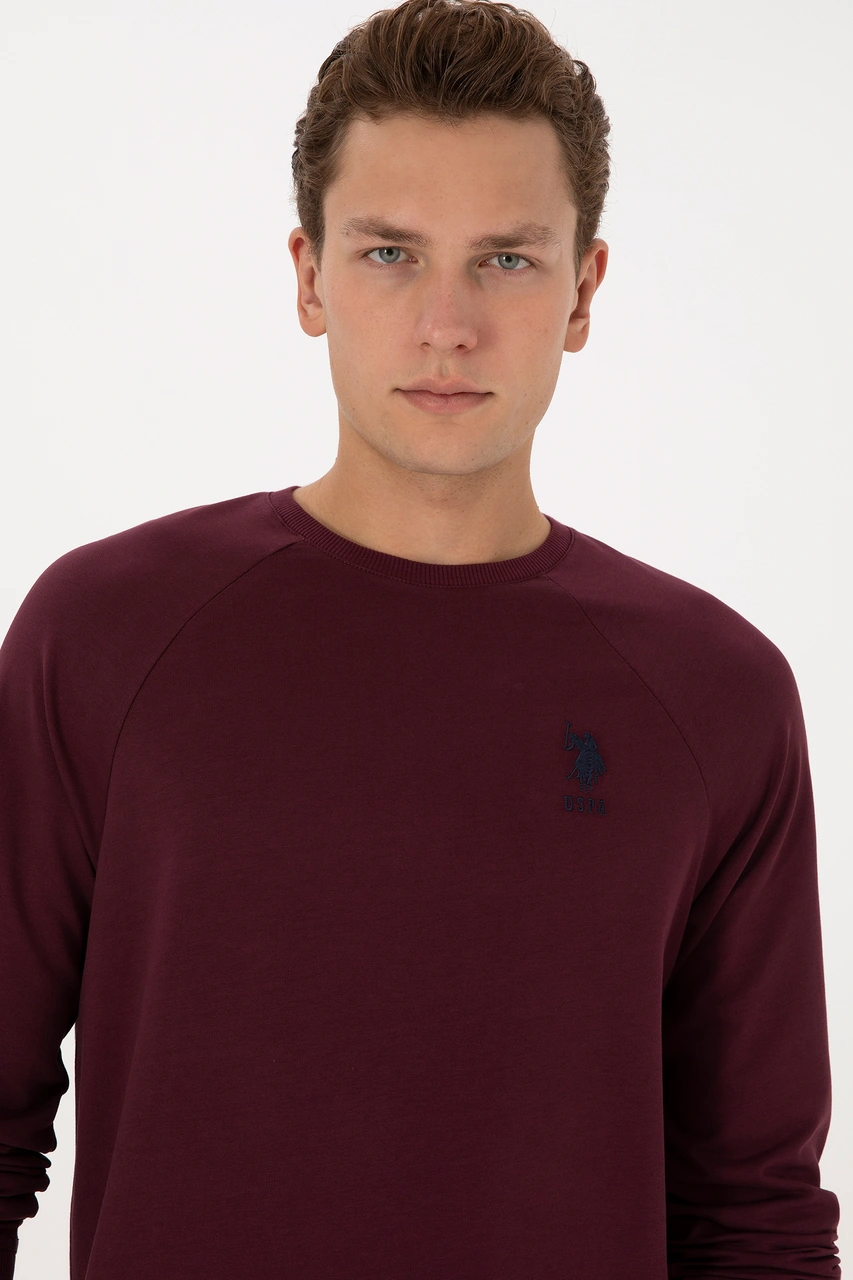 U.S. Polo Assn. Erkek Regular Fit Bisiklet Yaka Bordo Basic Sweatshirt 50308103-VR177 U.S. Polo Assn. Erkek Regular Fit Bisiklet Yaka Bordo Basic Sweatshirt 50308103-VR177