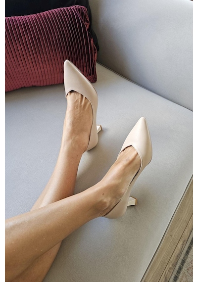 10 1896 Topukla Kadın Kadeh Topuklu 6 Cm Topuklu Stiletto Ayakkabı Ten