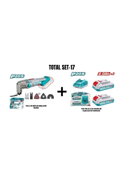 Total Set-17 Total Lı-ıon Akülü Çok Amaçlı Kesici+2li 2.0 Ah Akü Ve Şarj Aleti Seti